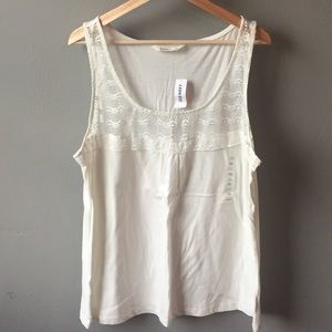 NWT White Tank Top with Lace Detail